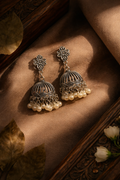 Silver Pearl Jhumka Earrings