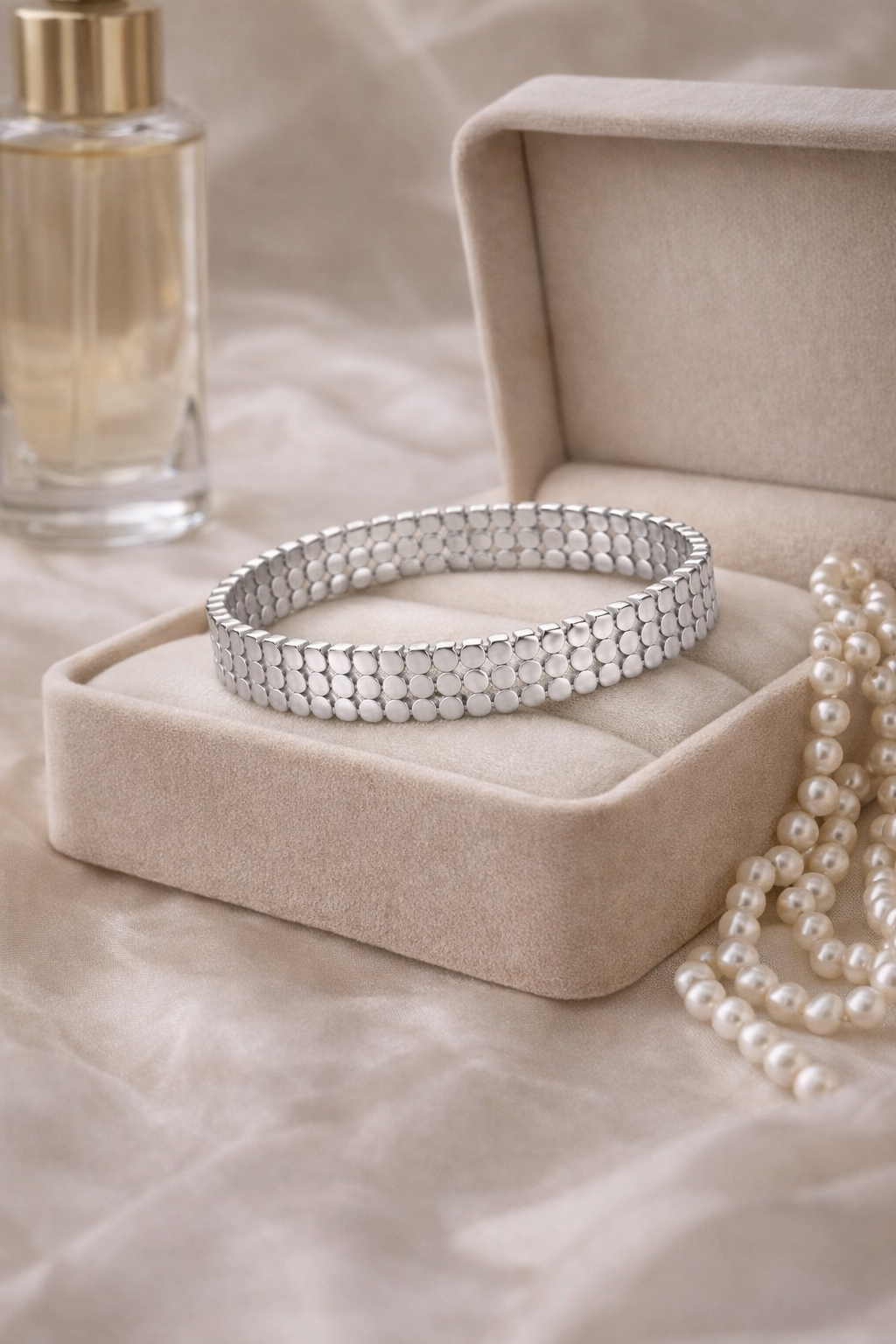 Celeste Silver Mesh Bangle