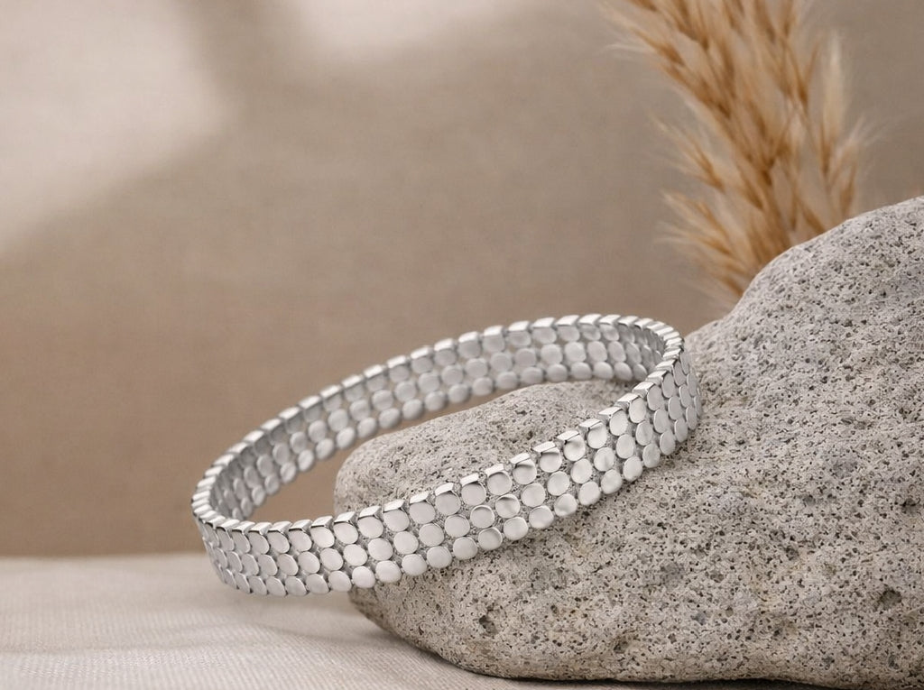 Celeste Silver Mesh Bangle