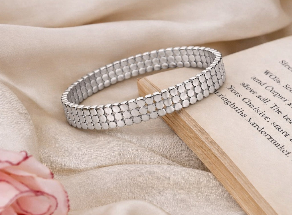 Celeste Silver Mesh Bangle