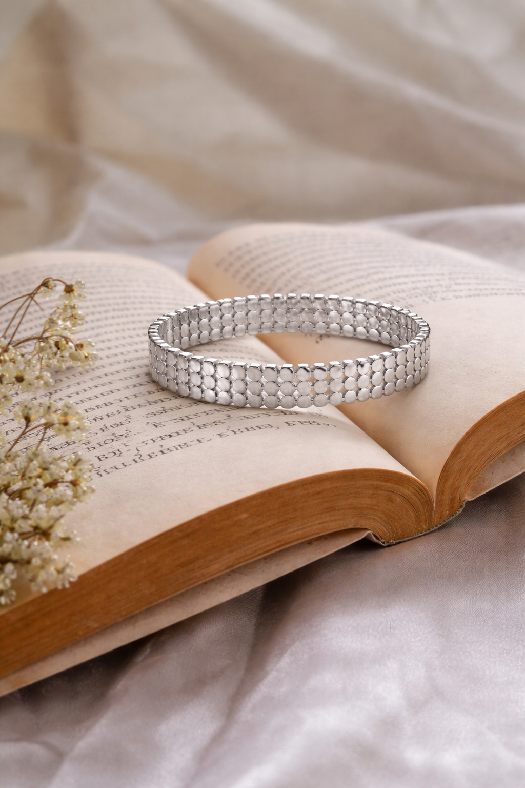 Celeste Silver Mesh Bangle