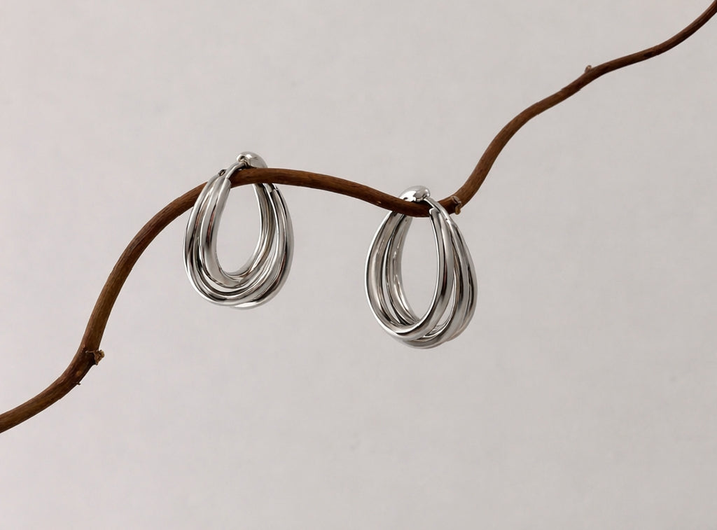 Luna Layered Silver Hoops Earrings