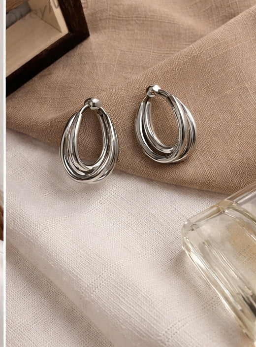 Luna Layered Silver Hoops Earrings