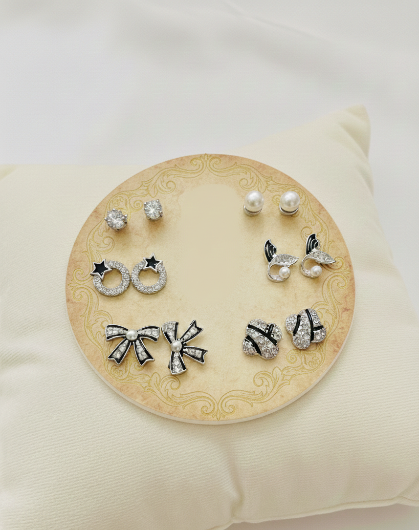 Midnight Pearl Luxe Stud Set (6-in-1)