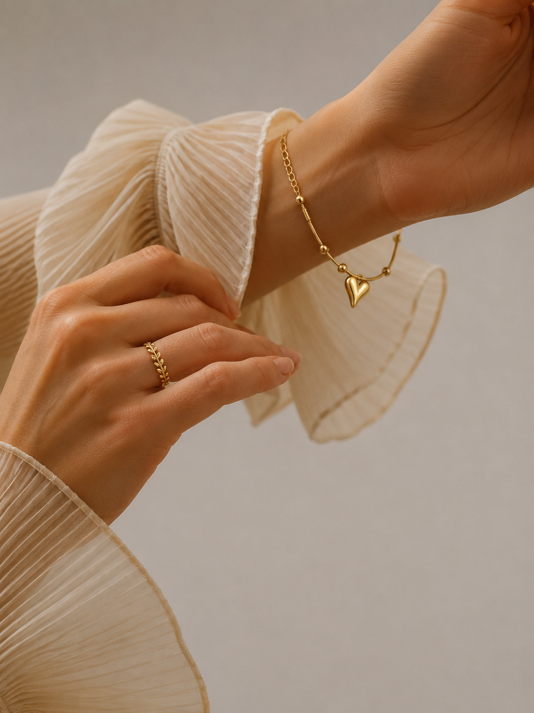 Golden Heart Charm Bracelet